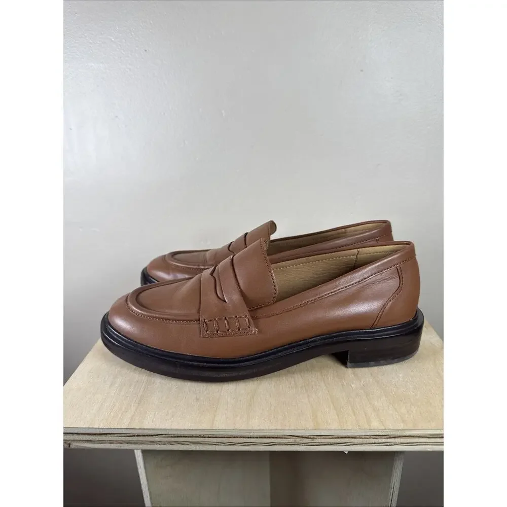 Madewell Womens Penny Loafers Vernon Shoes Tan 7.5 Leather Preppy Classic Chic